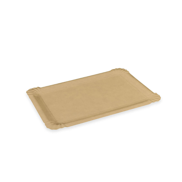 Frischfaser Pappteller eckig | 13 x 20 cm | Braun mit Fettbarriere (250 Stück)